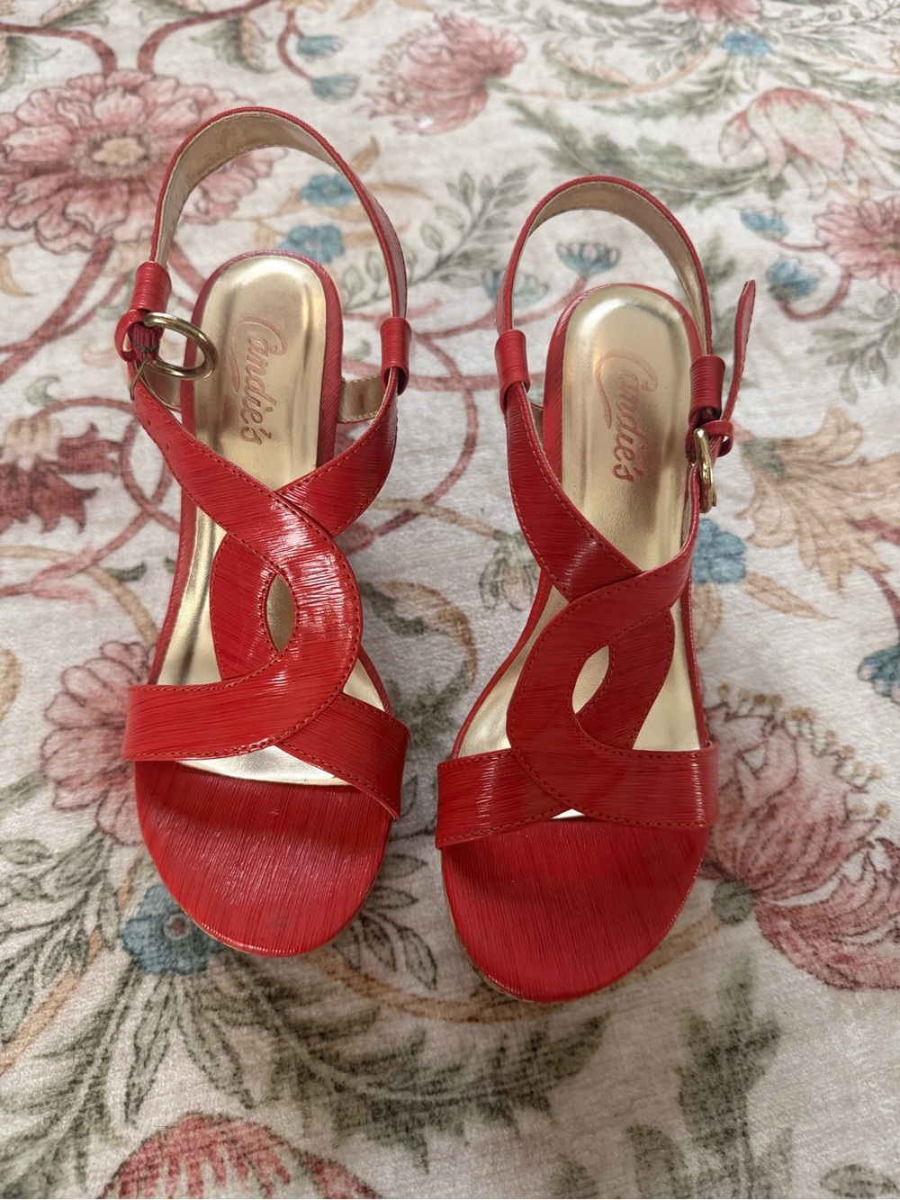 Candie's Red Cross-Strap Slingback Heels